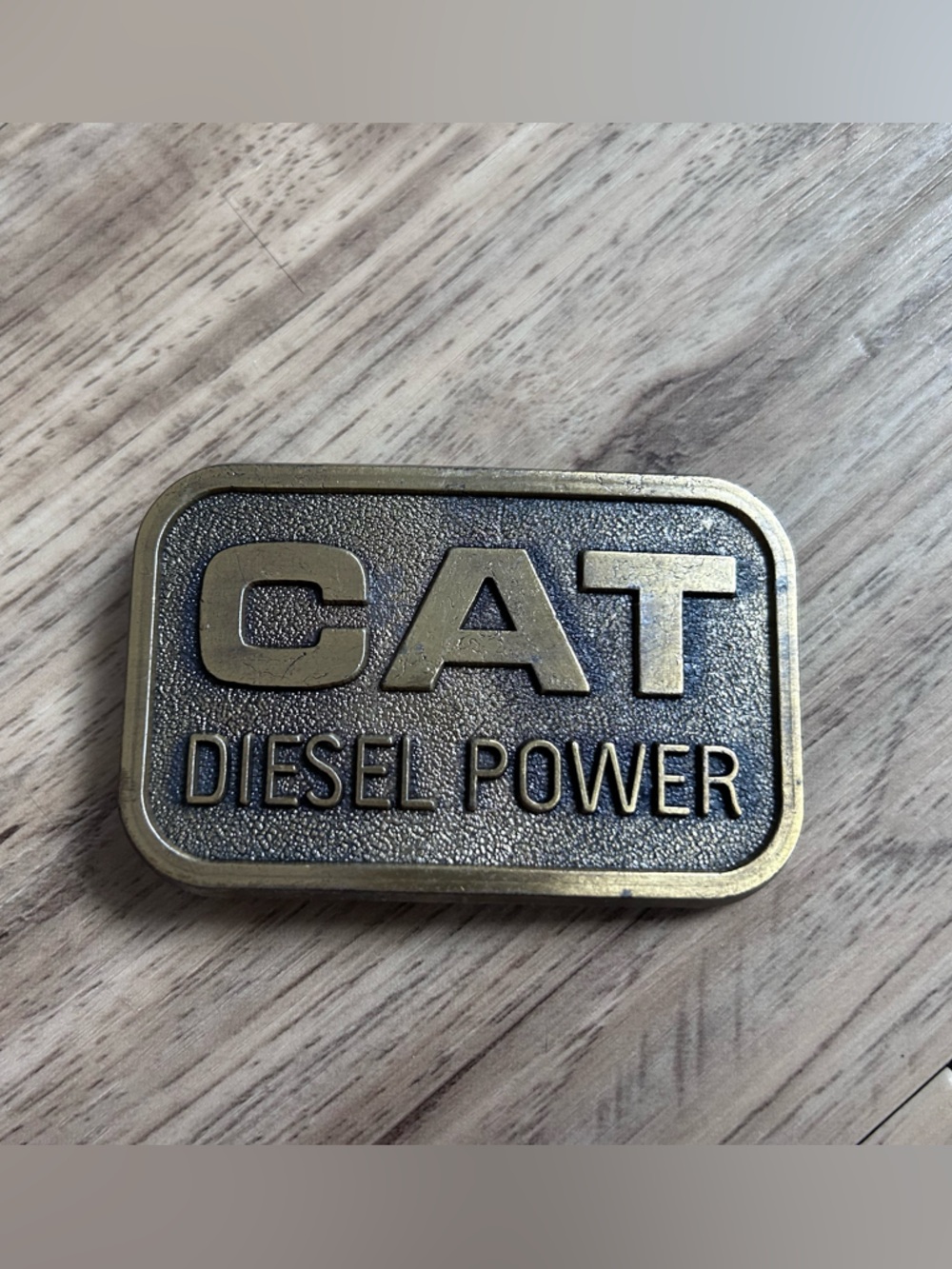 CAT Diesel Power metal Brass Tone Belt buckle caterpillar tractor vintage 1982